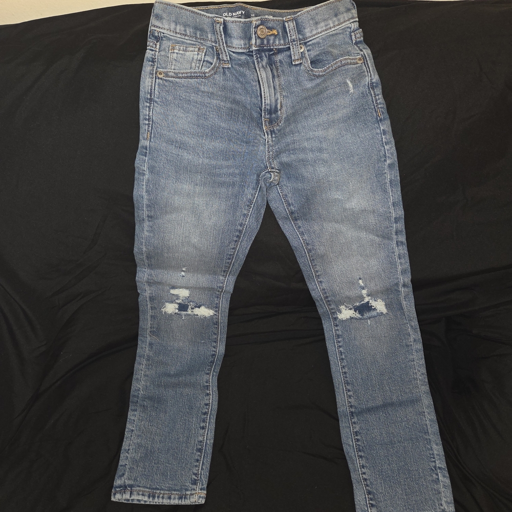 Old Navy 360 Stretch Boys 10 SLIM Built-in Tough Classic Blue Distressed Jeans